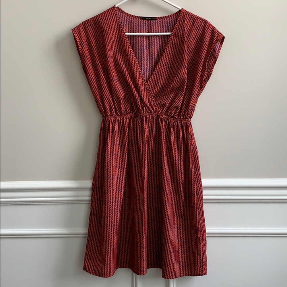 Coral and Navy V neck dress or cover up